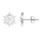 Rosec Jewels-Flower Stud Earrings with Marquise and Round Diamond