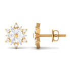 Rosec Jewels-Flower Stud Earrings with Marquise and Round Diamond