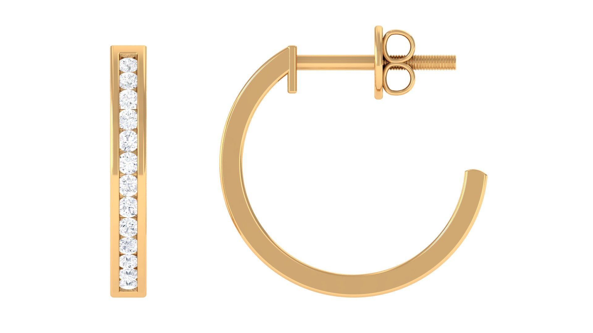 Rosec Jewels-Channel Set Round Diamond Hinged Hoop Earrings