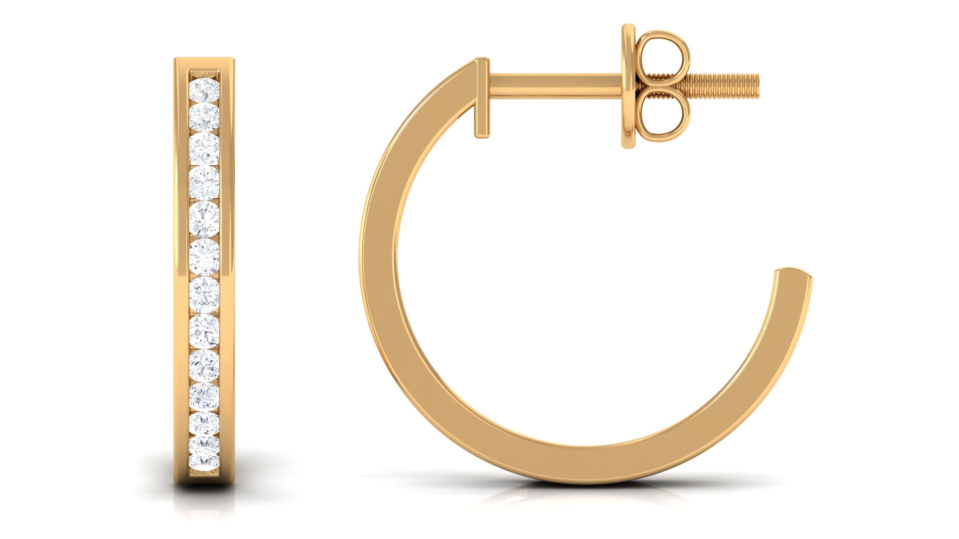 Rosec Jewels-Channel Set Round Diamond Hinged Hoop Earrings