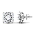 Rosec Jewels-Flower Stud Earrings with Round Shape Diamond