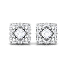 Rosec Jewels-Flower Stud Earrings with Round Shape Diamond