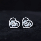Rosec Jewels-Diamond Heart Stud Earrings with Gold Baby Feet