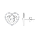 Rosec Jewels-Diamond Heart Stud Earrings with Gold Baby Feet