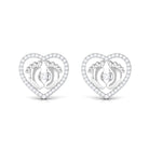 Rosec Jewels-Diamond Heart Stud Earrings with Gold Baby Feet