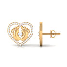 Rosec Jewels-Diamond Heart Stud Earrings with Gold Baby Feet