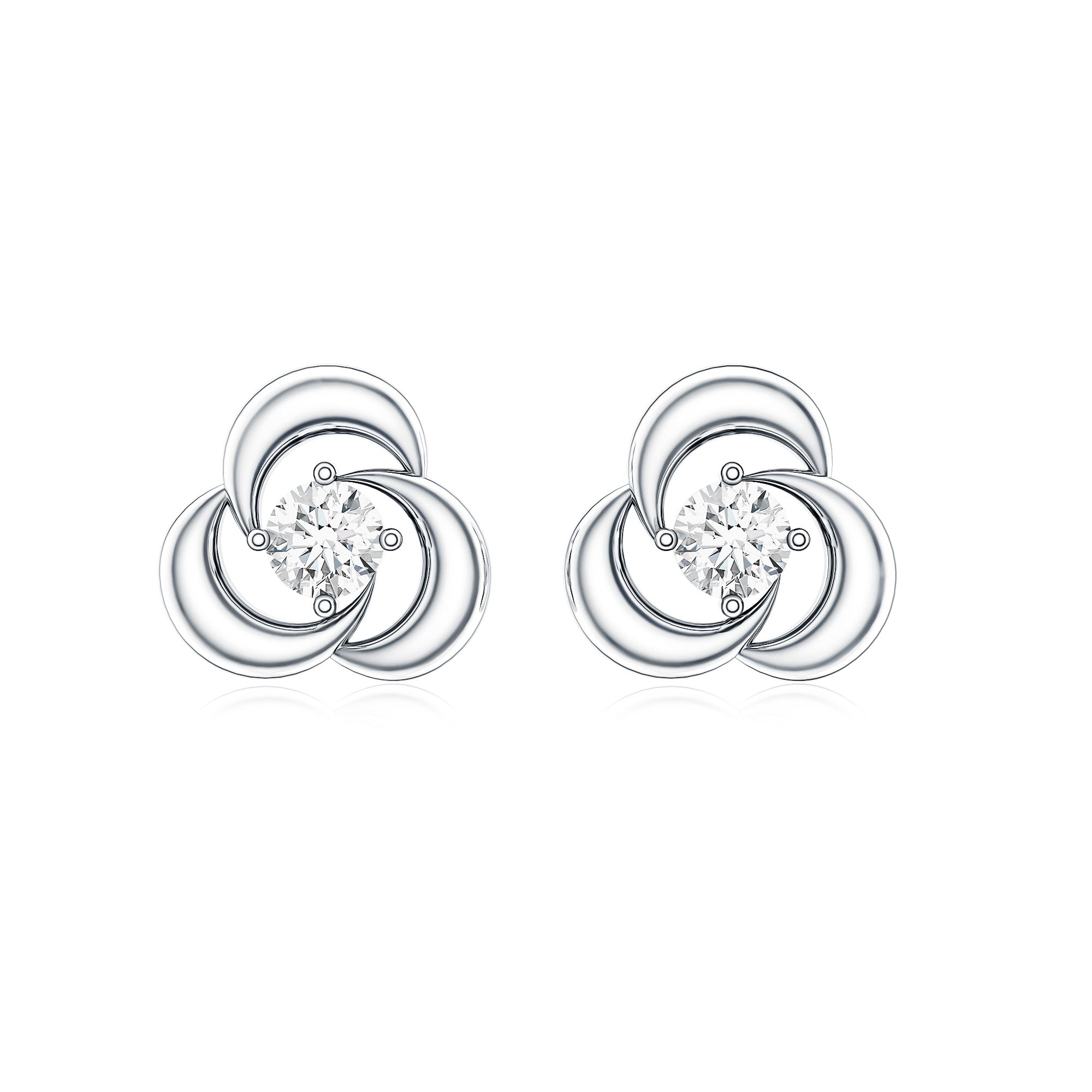 Diamond Swirl Stud Earring with Screw Back Lab - ( EF-VS ) - Rosec Jewels