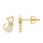 Rosec Jewels-1/4 CT Diamond Cat Stud Earrings in Gold
