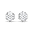 Rosec Jewels-1/4 CT Simple Diamond Gold Hexagon Stud Earrings