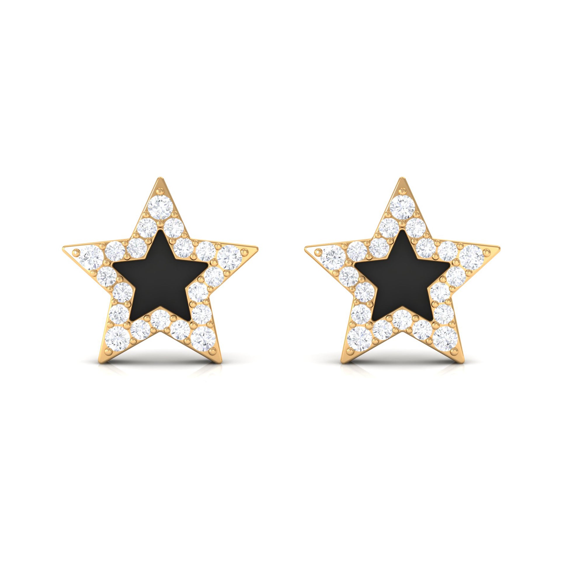 Rosec Jewels-Minimal Diamond Star Stud Earring with Enamel