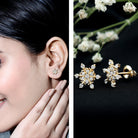 Rosec Jewels-Certified Diamond Snowflake Stud Earrings with Screw Back