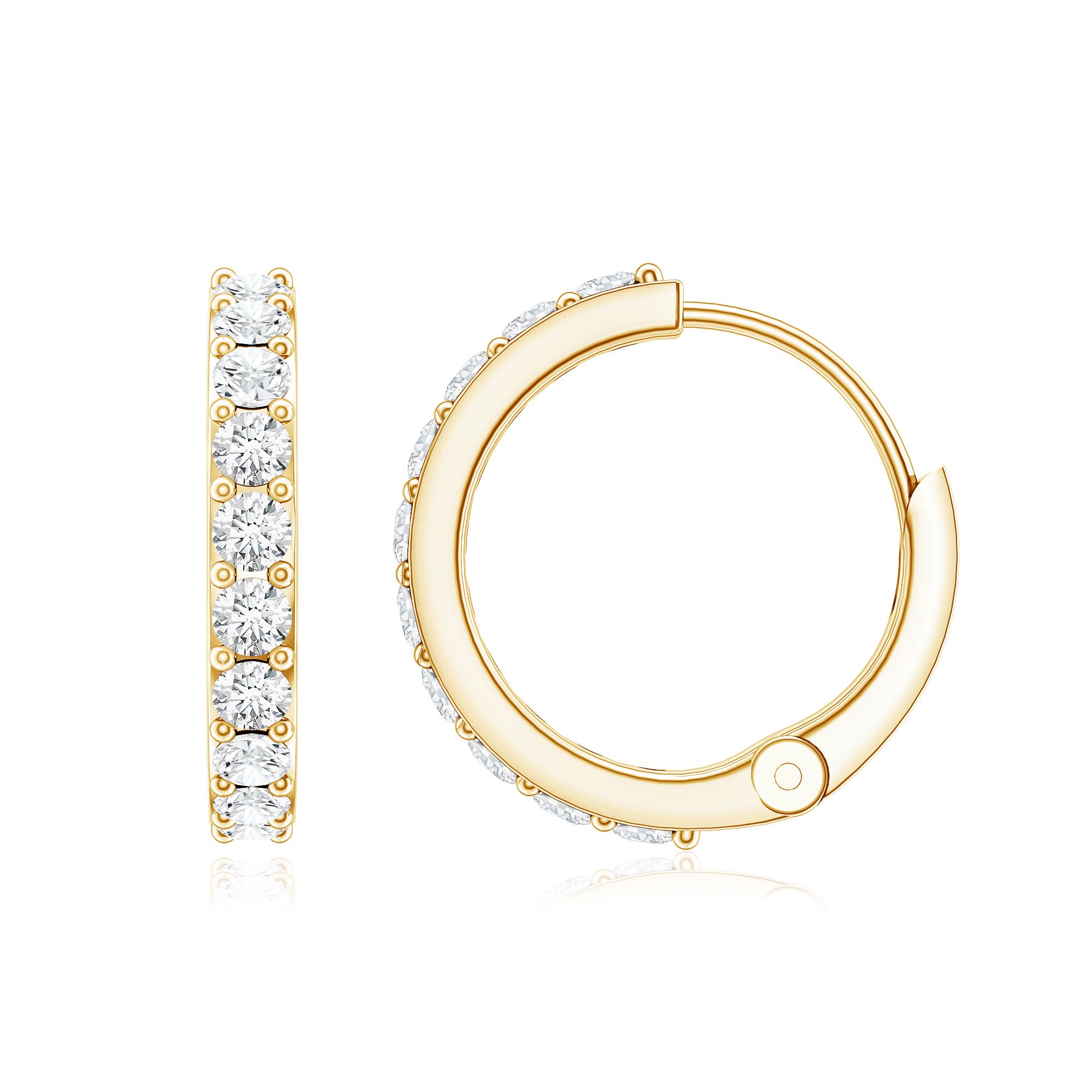 Certified Diamond Small Hoop Earrings Lab - ( EF-VS ) - Rosec Jewels