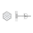 Rosec Jewels-1/4 CT Simple Diamond Gold Hexagon Stud Earrings