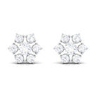 Rosec Jewels-3/4 CT Diamond Cluster Flower Stud Earrings in Gold