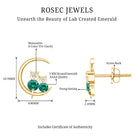 Lab Created Emerald Cat and Moon Stud Earrings AAAA - Rosec Jewels
