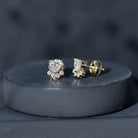 Heart and Round Shape Moissanite Paw Stud Earrings D-VS1 - Rosec Jewels