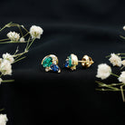 Lab Grown Emerald and Blue Sapphire Bridal Stud Earring with Certificate AAAA - Rosec Jewels
