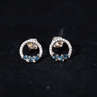 Marquise Cut London Blue Topaz and Diamond Eternity Stud Earrings AAA - Rosec Jewels