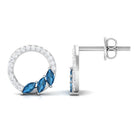 Marquise Cut London Blue Topaz and Diamond Eternity Stud Earrings AAA - Rosec Jewels