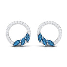 Marquise Cut London Blue Topaz and Diamond Eternity Stud Earrings AAA - Rosec Jewels