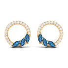 Marquise Cut London Blue Topaz and Diamond Eternity Stud Earrings AAA - Rosec Jewels