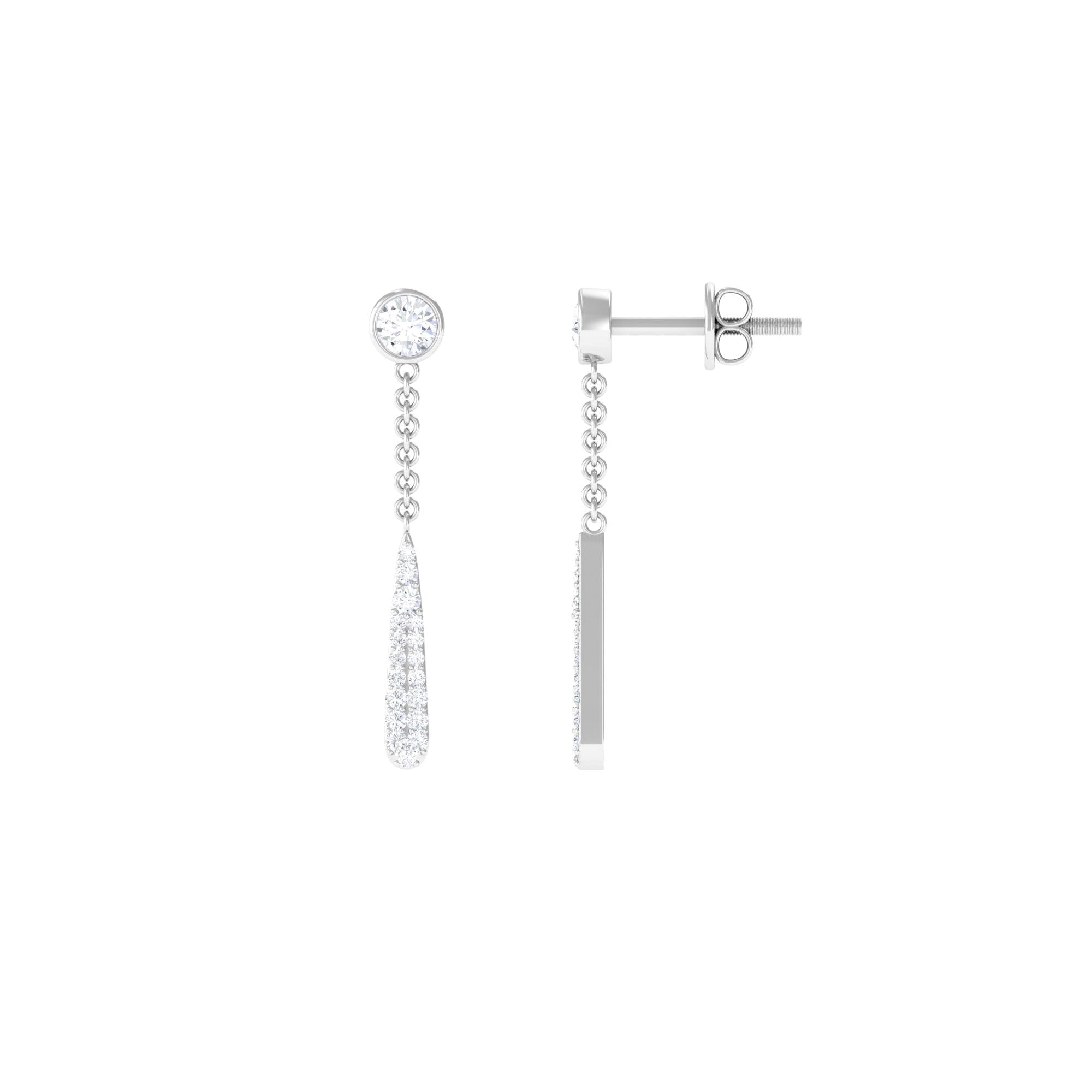 0.50 CT Certified Moissanite Chain Dangle Earrings