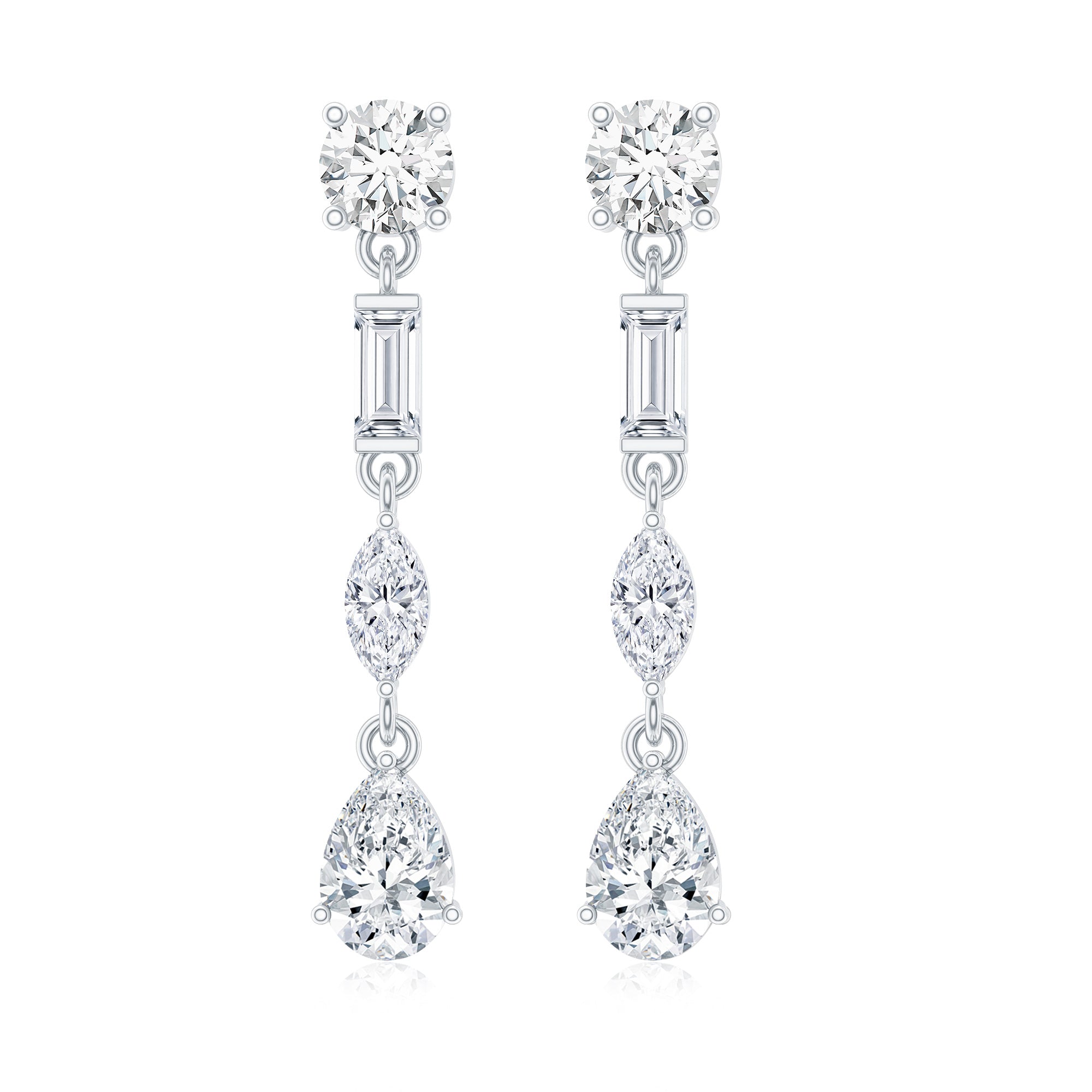 Certified Moissanite Wedding Dangle Earrings For Bride D-VS1 - Rosec Jewels