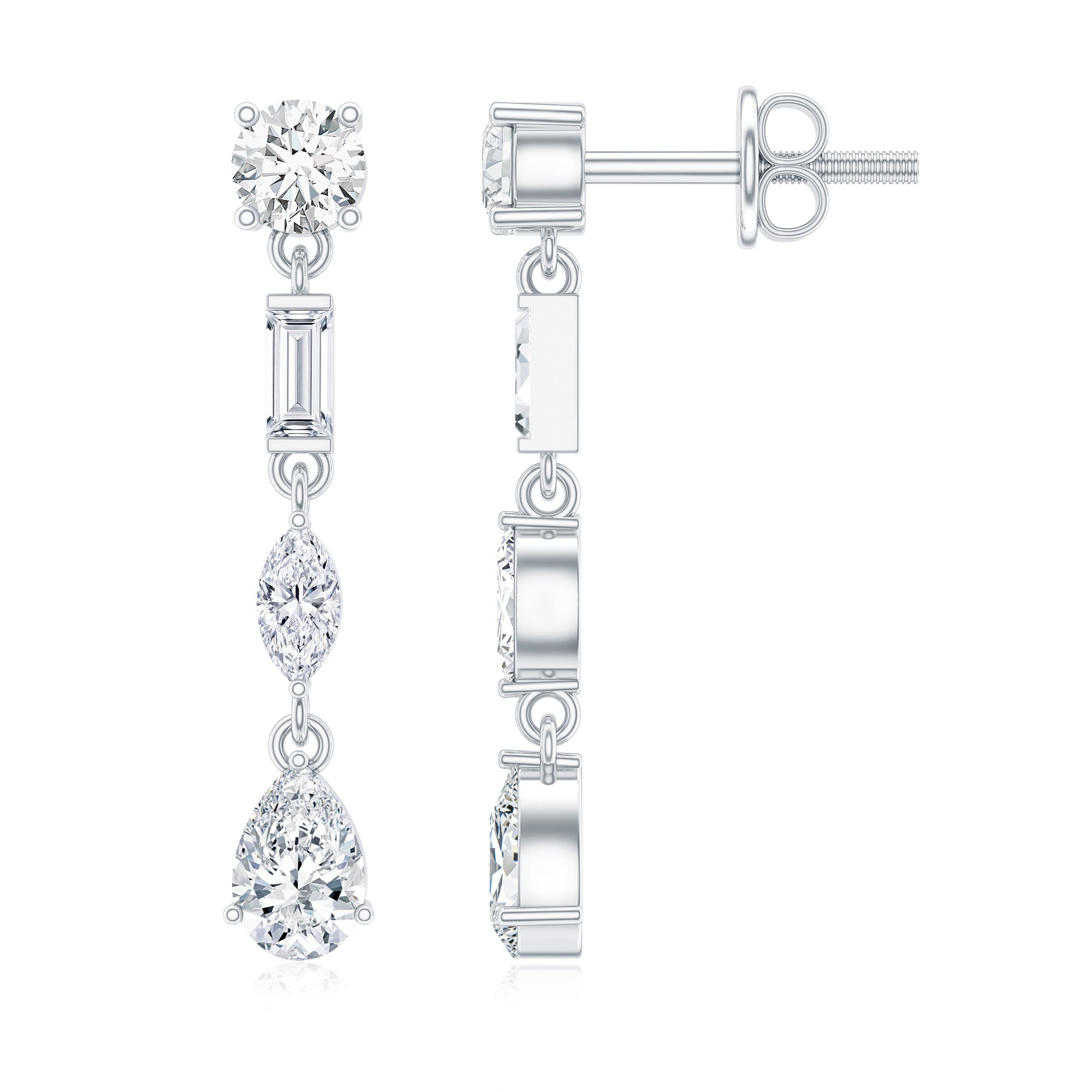 Certified Moissanite Wedding Dangle Earrings For Bride D-VS1 - Rosec Jewels