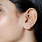 1/4 CT Zircon Gold Leaf Stud Earrings in Pave Setting Zircon - ( AAAA ) - Quality - Rosec Jewels
