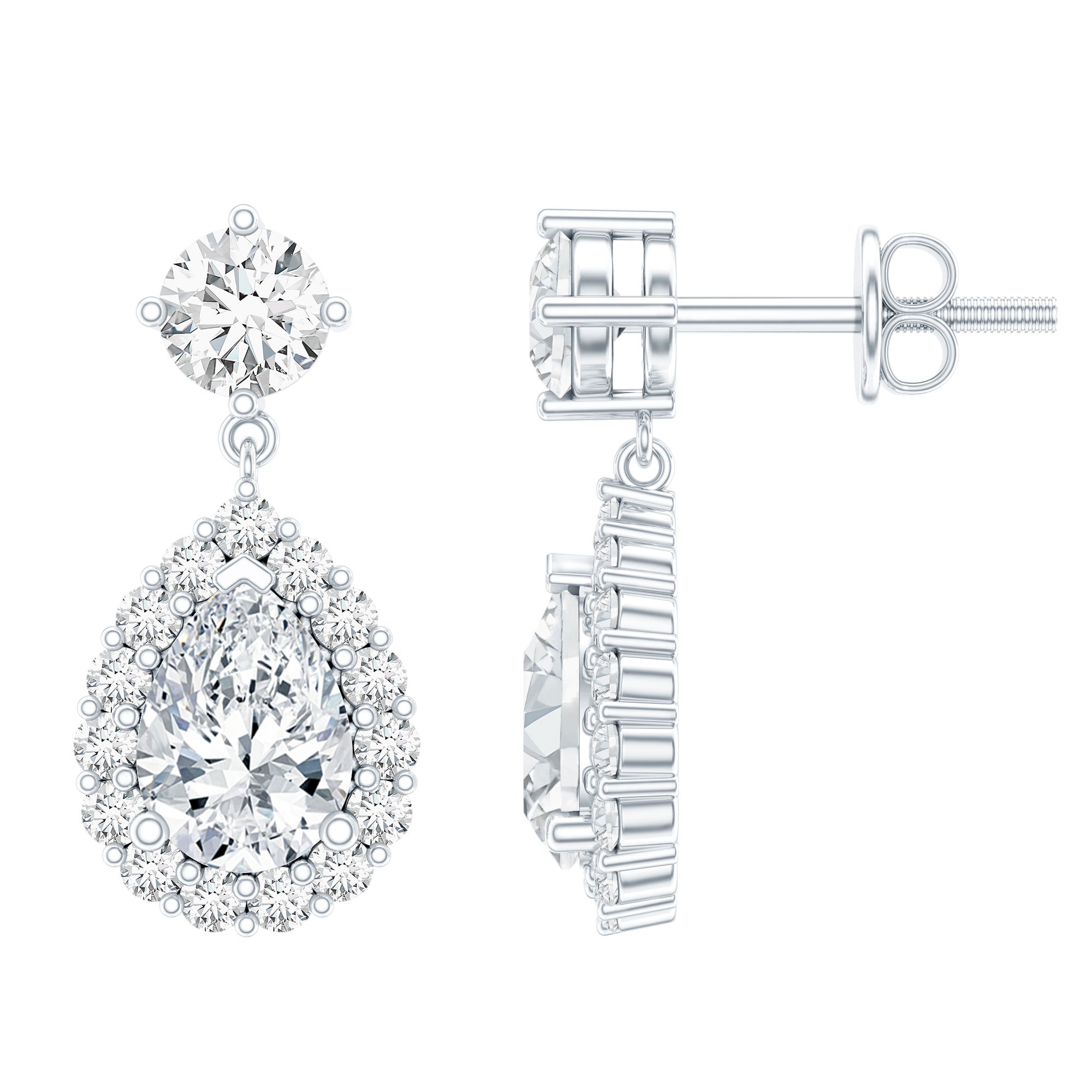 Boucles d'oreilles pendantes de mariée en forme de larme de moissanite de 2,50 ct en serti griffes