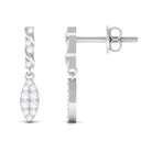 Certified Moissanite Leaf Dangle Drop Earrings D-VS1 - Rosec Jewels
