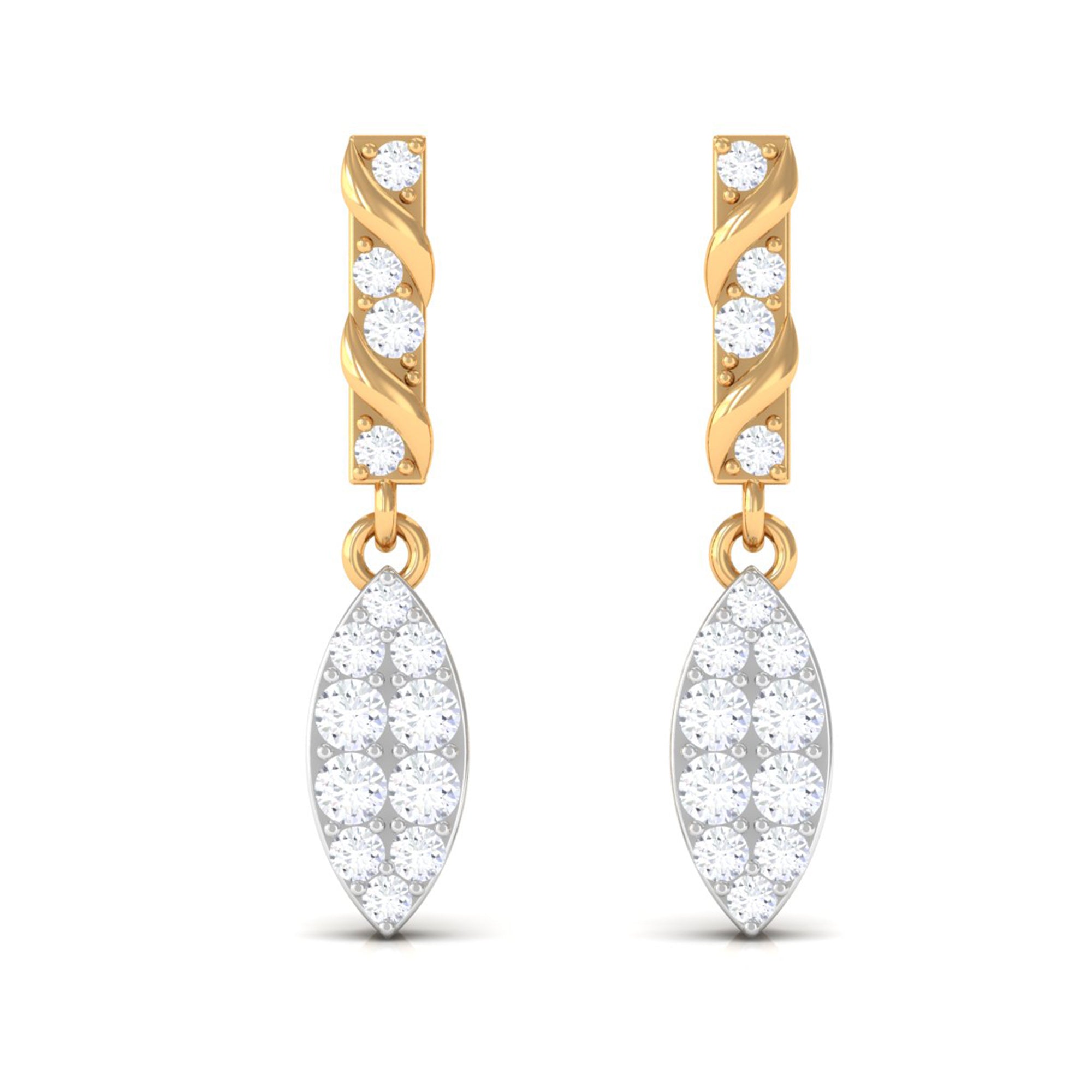 Certified Moissanite Leaf Dangle Drop Earrings D-VS1 - Rosec Jewels