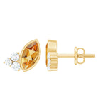 Rosec Jewels-Bezel Set Citrine Marquise Stud Earrings with Diamonds