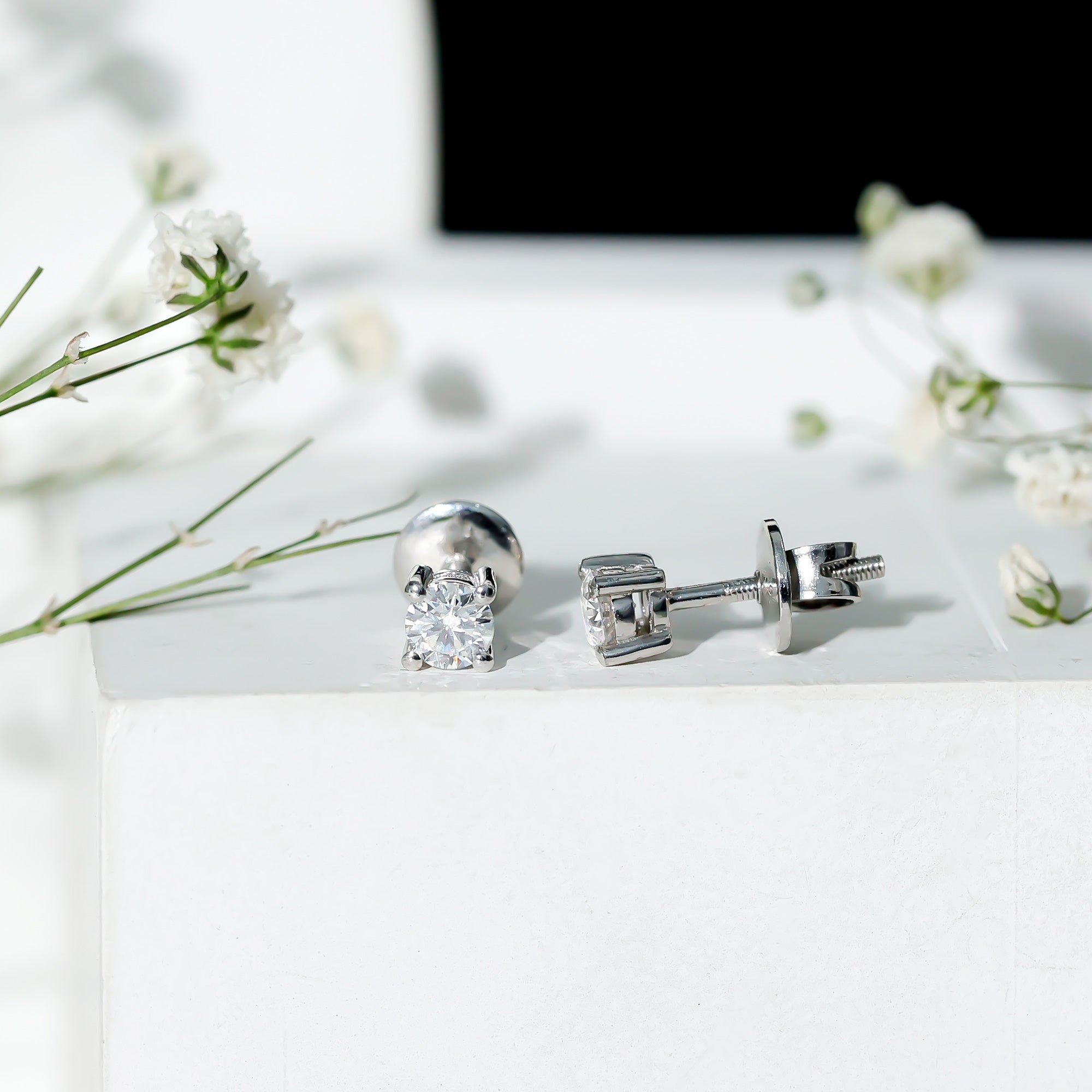 Certified Lab Grown Diamond 4 Prong Stud Earrings Lab - ( EF-VS ) - Rosec Jewels