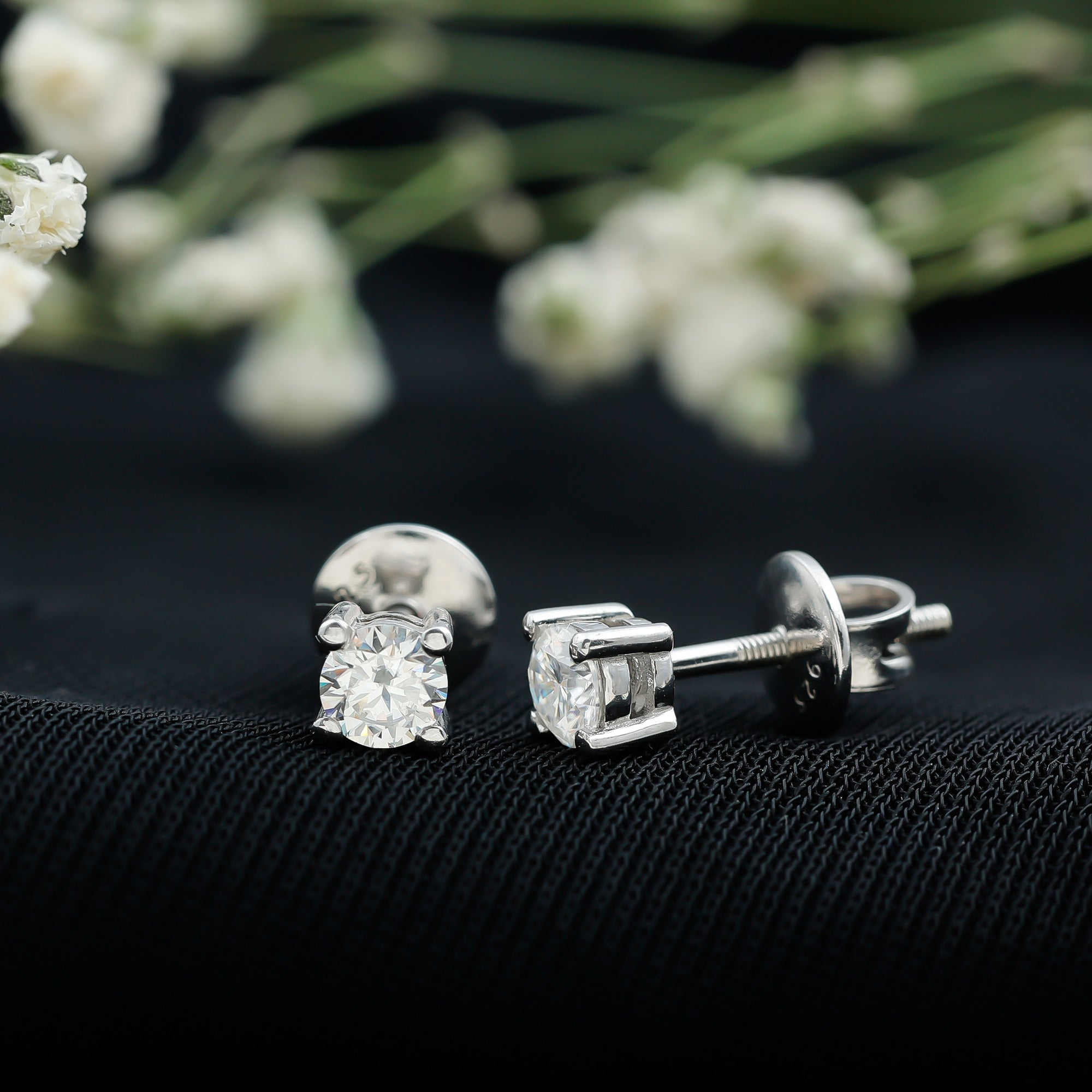 Certified Lab Grown Diamond 4 Prong Stud Earrings Lab - ( EF-VS ) - Rosec Jewels