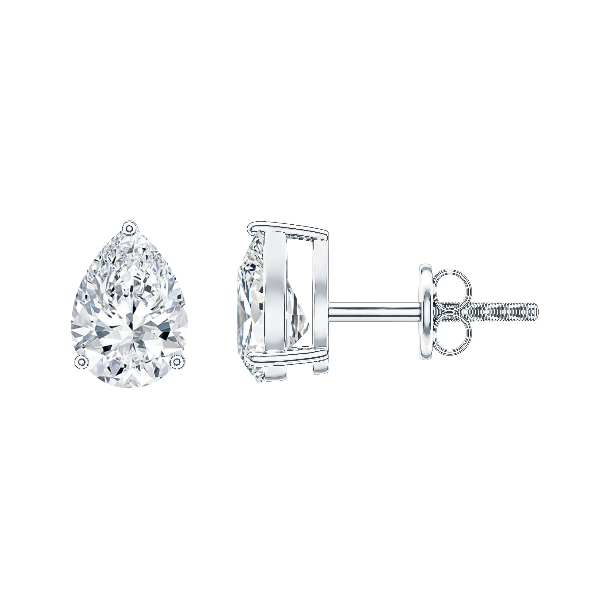 Pear Shape Lab Grown Diamond Solitaire Stud Earrings Lab - ( EF-VS ) - Rosec Jewels
