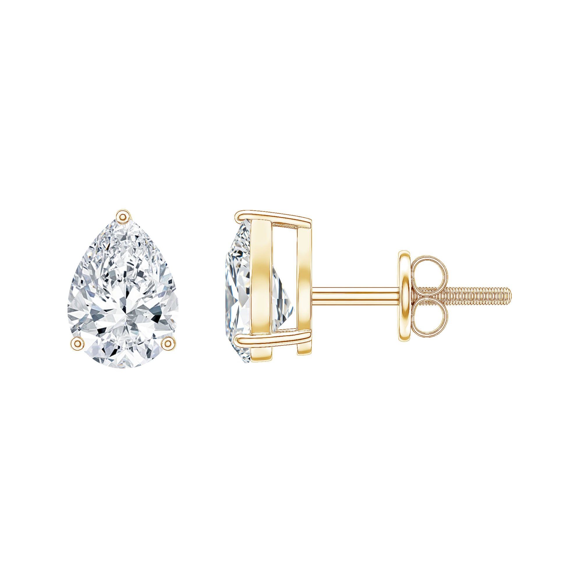 Pear Shape Lab Grown Diamond Solitaire Stud Earrings Lab - ( EF-VS ) - Rosec Jewels