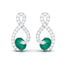 Natural Emerald Diamond Infinity Earrings with Screw Back AAA - Rosec Jewels