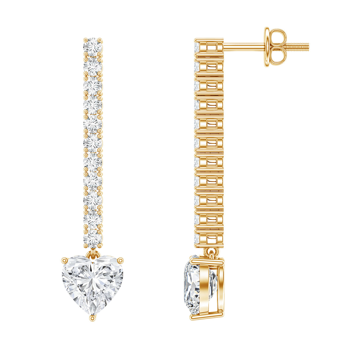 Lab Grown 2 Carat Diamond Bridal Drop Earrings with IGI Certificate Lab - ( E-VS1 ) - Rosec Jewels