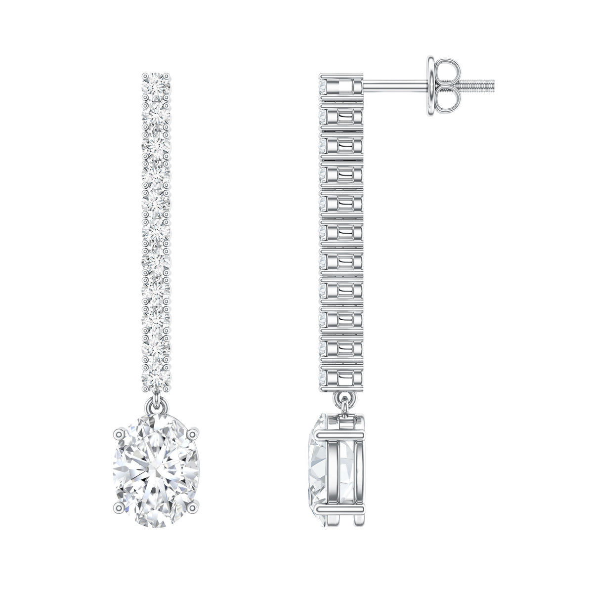 2 Carat Lab Grown Diamond Bridal Drop Earrings with IGI Certificate Lab - ( E-VS1 ) - Rosec Jewels