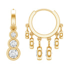 Certified Bezel Set Moissanite Hoop Dangle Earrings D-VS1 - Rosec Jewels