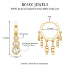 Certified Bezel Set Moissanite Hoop Dangle Earrings D-VS1 - Rosec Jewels