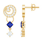 Rosec Jewels-Lab Grown Blue Sapphire and Diamond Wedding Dangle Earrings