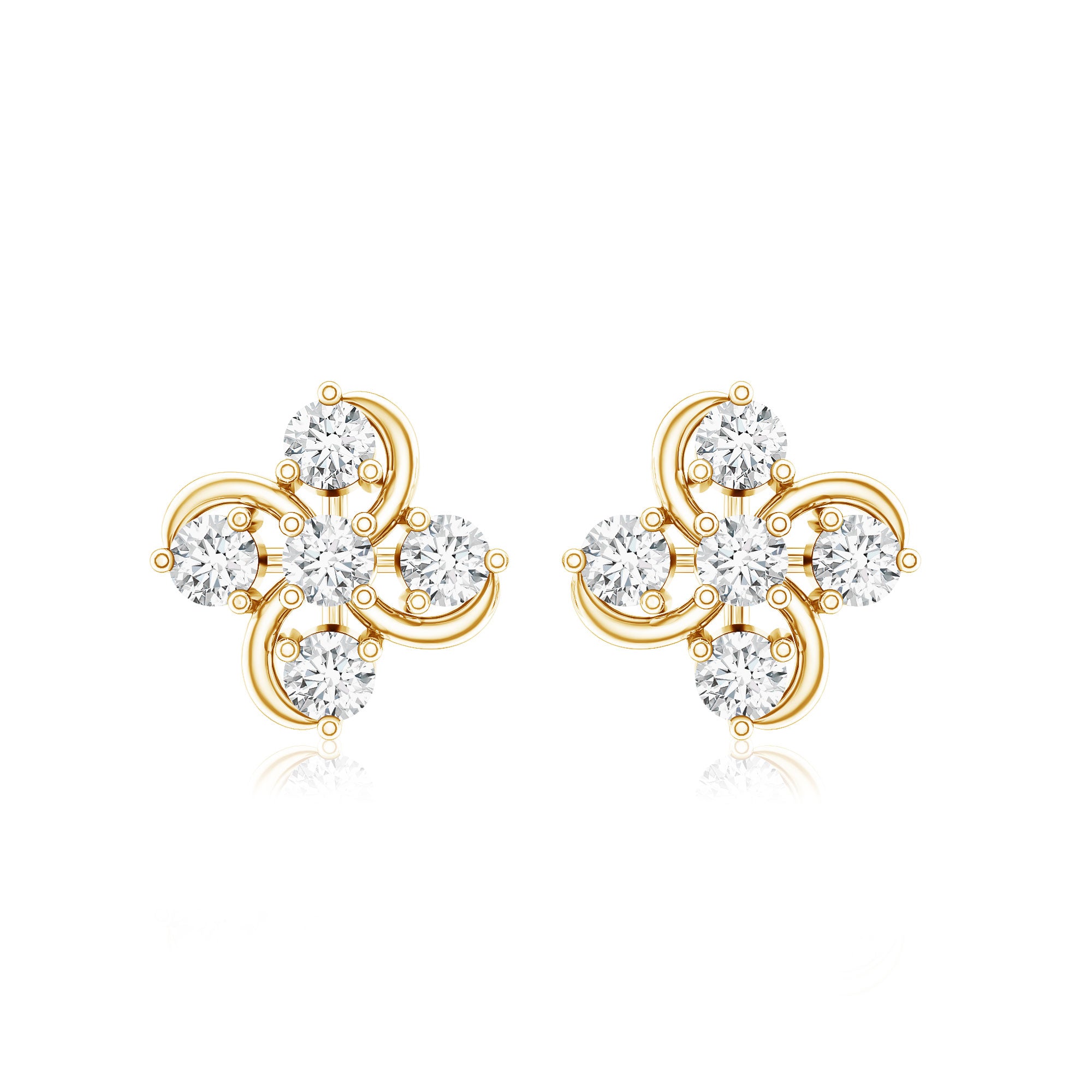 Diamond Flower Cluster Earrings For Women Natural - ( HI-SI ) - Rosec Jewels