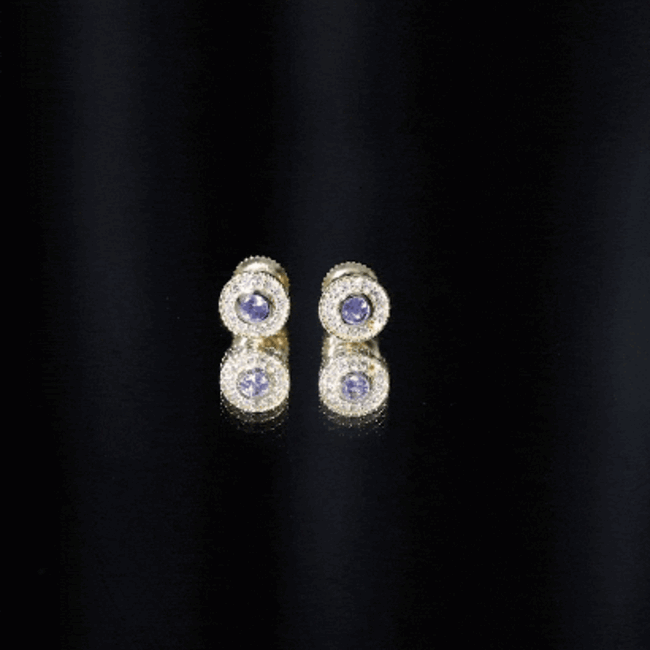 Antique Style Tanzanite and Diamond Halo Stud Earrings AAA - Rosec Jewels