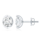 Minimalist 0.63 Carat Round Moissanite Solitaire Stud Earrings D-VS1 - Rosec Jewels