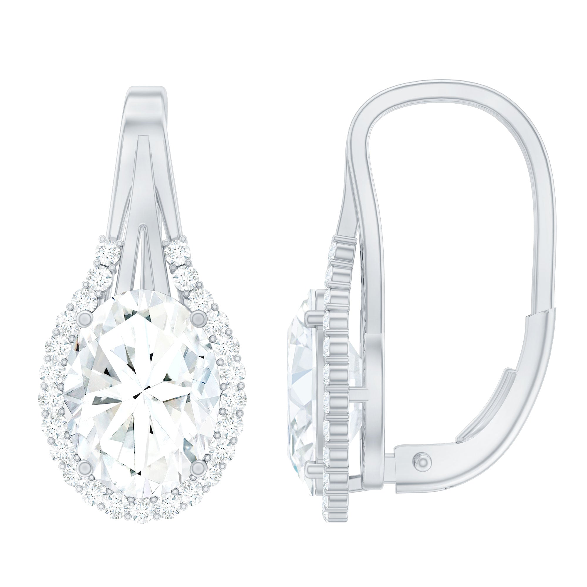 Rosec Jewels-Oval Shaped 6X8 MM Moissanite Designer Earrings in Silver