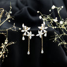 Rosec Jewels-Certified Lab Grown Diamond Flower Dangle Drop Earrings