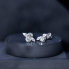 Unique Lab Grown Diamond Three Stone Stud Earrings for Women Lab - ( EF-VS ) - Rosec Jewels