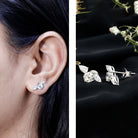 Unique Lab Grown Diamond Three Stone Stud Earrings for Women Lab - ( EF-VS ) - Rosec Jewels